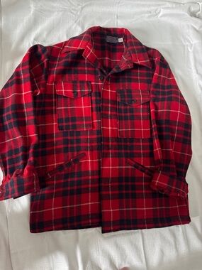 Classic Pendleton red plaid wool jacket in 100% virgin wool